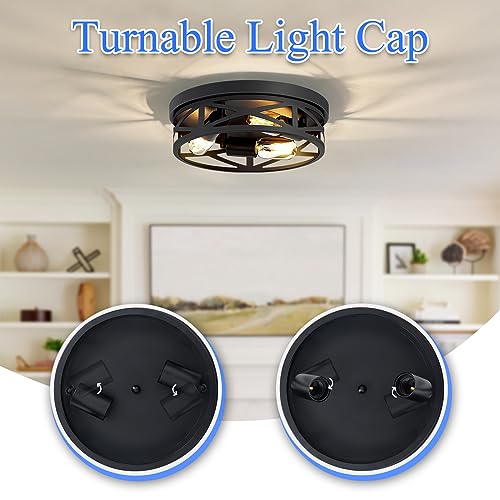 Image of SKEJAO 13 inch Black Flush Mount Ceiling Light Fixture, 3-Light, Close to Ceiling, Ideal for Hallway, Kitchen, Farmhouse, Bedroom