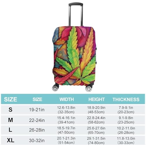 MultiColor Leaf Weed Art Luggage Cover, Washable Elastic Suitcase Cover Protector Fit 18-32 Inch Luggage2