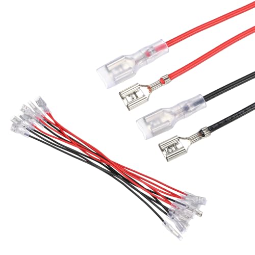 MECCANIXITY 10Pcs Double Head Female Spade Crimp Terminal with Insulating Sleeve 2.8mm, Female Spade Quick Connector Assortment Kit with 20cm Wires, Flame Retardant Cover