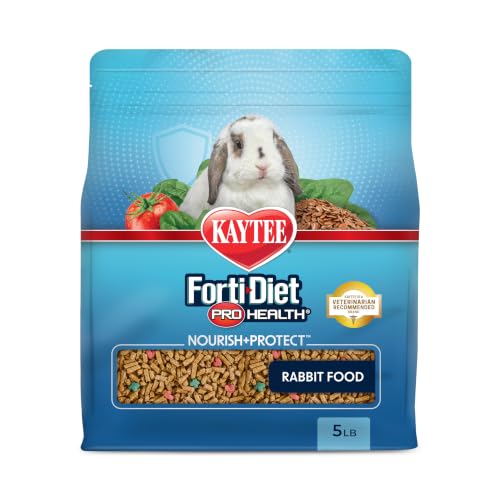 Kaytee Forti-Diet Pro Health Nourish+Protect Adult Rabbit Food, Comprehensive Nutrition Backed by Science, Digestive Health, Immune Support, 5 pounds