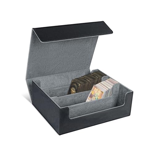 Newpop Caja Cartas Magic para 1800 Cartas, Separadores de Tarjetas Coleccionables, Flip Caja de Almacenamiento de Tarjeta, Caja Guardar Cartas Magic, Caja de Almacenamiento para Tarjetas(Negro)