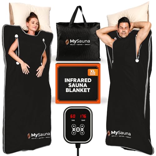 MySauna XL Infrared Sauna Blanket | Fits Him & Her | Fast Sweat, Sauna Bag Reaches 176°F | At-Home Sauna Blanket for Detox & Relaxation | Size 6.2 x 3 ft | Includes Carry Bag & Upgraded Control Panel