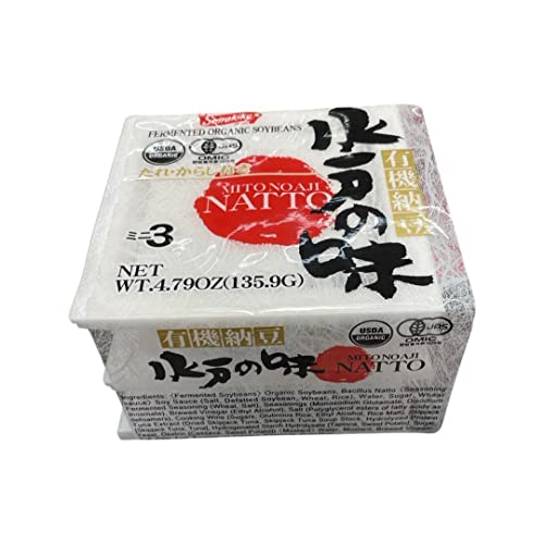 Shirakiku Mito No Aji Organic Natto Mini 3packs (4.86oz). Fermented soybeans. Product of Japan. - Pack of 3