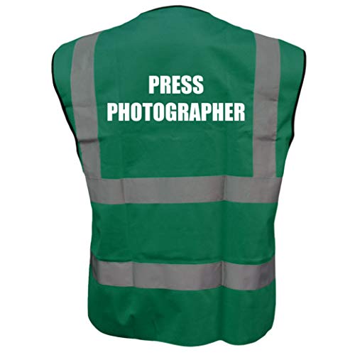 GREEN Hi Vis vest PRESS PHOTOGRAPHER Vest Waistcoat Safety Vest X-Large