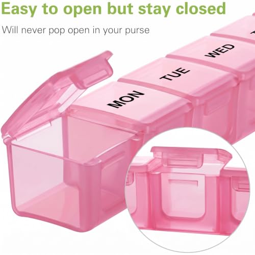 Image of BUG HULL Weekly Pill Organizer Large 2 Packs, Extra Large Travel Pill Organizers, Pill Box 7 Day, Travel Pill Case, Medicine Pill Organizer for Medications (Lavender+ Pink)