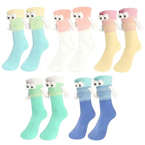 5 Paires De Chaussettes Drole, Chaussettes Drôles avec Mains Magnétiques, Mid Tube Cute Socks Funny Gifts, Magnétiques Mains Drôle Main Dans La Main Pour Les Couples Meilleurs Amis Cadeaux Amusants