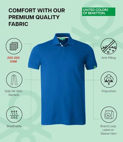 Image of United Colors of Benetton Shirt for Men | Tees for Man | Half Sleeves Plain Stylish Regular Fit Polo | Collar Tshirt | T-Shirt | Stylish Mens Tshirt