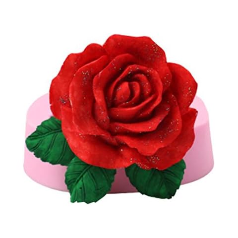 BeeSpring 3D Big Rose Flower Cake Mold Silicone Fondant Chocolate Mould Baking Decorating, Resistant Low and High Temperature, Easy to Use and Clean Cover