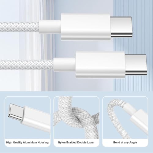 Image of KUZOOM USB C To USB C Cable, 60W Fast Charging Cable Compatible With iPhone 16 Pro Max /15 Pro /15, Samsung Galaxy S24 /S23 /S22 Ultra, iPad Pro, Pixel 9 /8 Grey, 3.3Ft