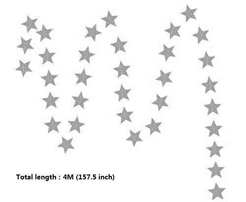 Fecedy Sparkling Star Garland Bunting For Birthday Wedding Engagement Bridal Shower Baby Shower Bachelorette Holiday Celebration Party Decorations 13 Feet (Silver) #TOP5