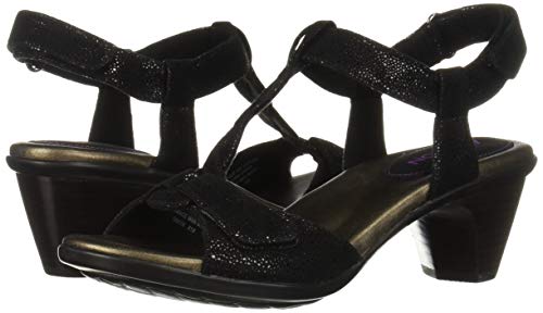 Aravon Women's Medici T Strap Wedge Sandal, Black, 9.5 Narrow #TOP6