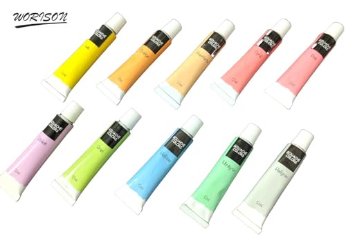 Image of worison Pastel Gouache Colour Set of 10 Colours X 12ML Tubes Multicolor