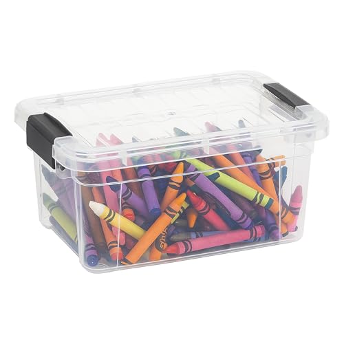Superio Mini recipiente de armazenamento caixa de giz de cera de plástico suprimentos de arte e estojo de costura empilhável transparente pequeno organizador para contas, papelaria, giz e alimentos