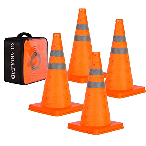 【TIPS】4 set Blocco Stradale 70cm sono dotati di 4 luce LED per l'emergenza stradale notturna, rendono i coni stradali molto catch-occhio e facile da ricordare alla gente. La lampada è 5cm alta e richiede 2 batterie AAA – （batterie non incluse.）--4 set Blocco Stradale 45cm non è dotato di lampada LED