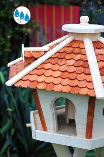 ÖLBAUM,Vogelhaus Massivholz,wetterfest, mit Silo / Futtersilo für Winterfütterung, XXL Vogelvilla Vöglehus Vogelhäuser Vogelhäuschen, Futterstation aus Holz SR45heOS mit Schindeldach ÖLBAUM,Vogelhaus Massivholz,wetterfest braun - 3