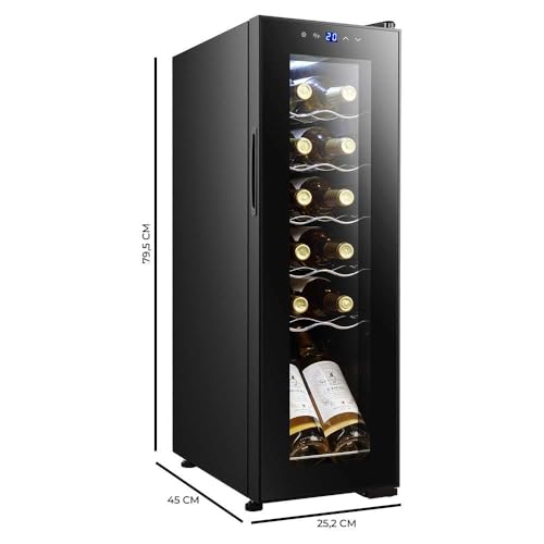 Miniatura 2 de Cecotec Vinoteca Nevera Para Vinos 12 Botellas Bolero Grandsommelier 1250 Coolcrystal Compressor. Libre Instalación, Temperatura Ajustable De 8-18 C, Panel Táctil, Led
