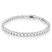 NYC Sterling Women Spectacular 3mm Round Bezel Design Tennis Bracelet, Measures 7.5 Inches. (Silver)