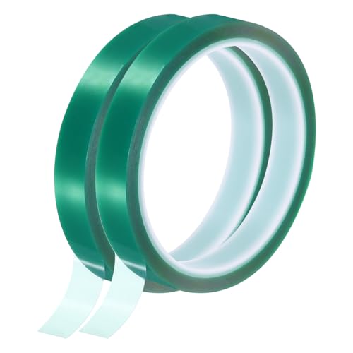 Image of uxcell Green Heat Tape, 2 Rolls 18mmx33m 108ft High Temperature Heat Resistant Tape for Sublimation,Heat Vinyl Press,Heat Transfer, Circuit Board, No Residue