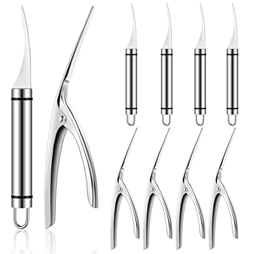 10 Pcs Stainless Steel Shrimp Cleaner And Deveiner Tool Shrimp Deveiner Tool And Peeler Set Easy To Use Toadfish Shrimp Deveiner Tool, Kitchen Tools For Fish Prawn Crab Oyster Outer Shell #TOP26