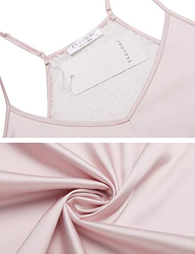 Image of Ekouaer Satin Pajamas Women Lace Sleepwear Lingerie Cami Shorts Set Nightwear XS-XXL
