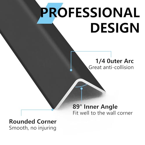 Image of 10pcs 48 inch L*0.59 inch W Aluminum Self-Adhesive Wall Corner Protectors, Wall Furniture Bumper, Safety Baby Proofing Corner Cushion Table Edge，Wide Coverage and Easy to Install - Black