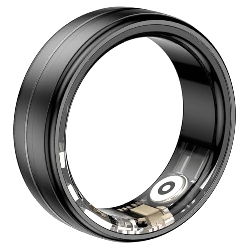 ???????????????????? ???????????????? (Newly Upgraded),Wearable Fitness Smart Ring Health Tracker,Sleep Quality&Heart Rate&Blood Oxygen Monitoring,IP68 Waterproof,No Subscription Fees,Aluminum Lightweight,Black,Size 8