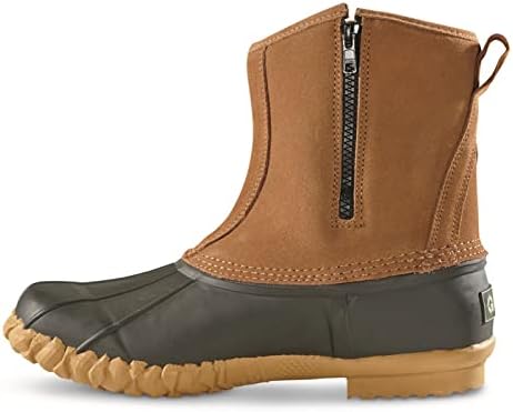 Guide Gear Men’s Side Zip Insulated Leather Duck Boots, Winter Boots for Men, Waterproof Rain Shoes, 400 Gram, Tan, 9D (Medium)