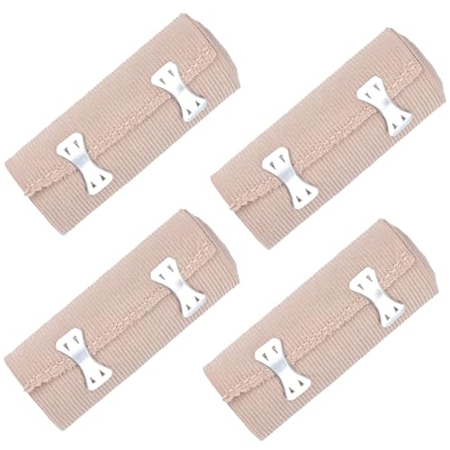 UPIQNG 4Pcs Elastic Bandages Wrap Hand Compression Roll Sports Supplies Training with Extra Metal Clips for Leg Arm Ankle,Beige (10cmx4.5m)