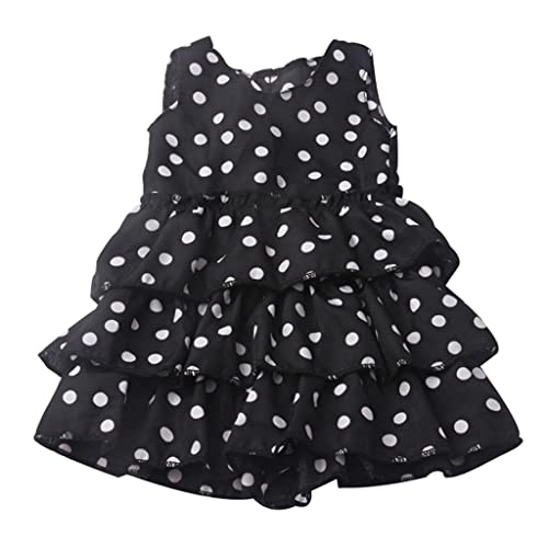 Pegciuho Vestido para Muñeca de 18 Pulgadas Ropa con Lunares sin Mangas Accesorio para Niñas Fiesta Cumpleaños Material Suave, Negro