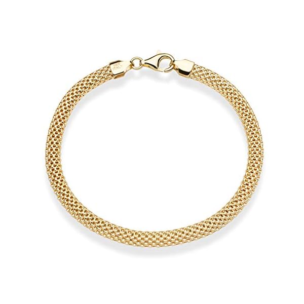 Miabella 18K Gold Over Sterling Silver Italian 5mm Mesh Link Chain Bracelet for Women, 925 Made in Italy (Length 6.5 Inches (X-Small))