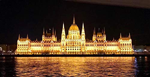 SHILIHOME Vista Notturna del Palazzo di Buda Ungheria Dipinto dai Numeri Fai da Te Unici