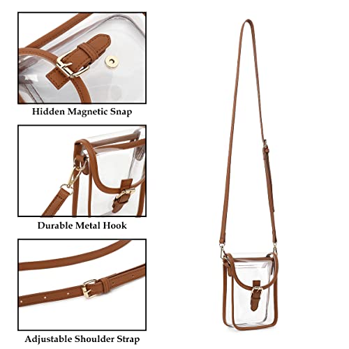 Image of FAIME Small Clear Bag Stadium Approved, Clear Crossbody Cell Phone Purses Bag with Adjustable Strap for Concerts