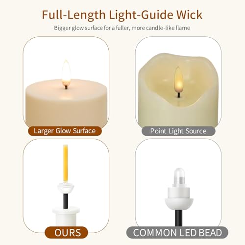 Image of ANGELLOONG Flameless Pillar Candles with Timer, 2 Pack 3 x 6 Inch Waterproof Battery Operated Flickering LED Candle for Outdoor Wedding Table Decor