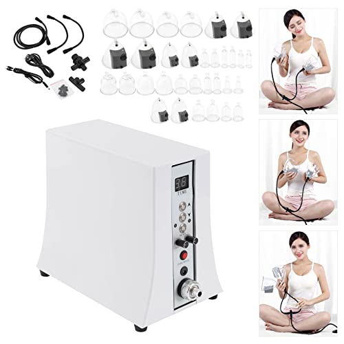 Vacuüm massageapparaat, incl. 32 verschillende maten zuigbellen vacuümpomp borstvergroting regelbare zuigkracht Enlargement massageapparaat voor cupping en beauty - Afbeelding 4