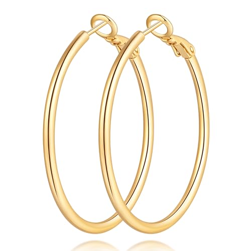 Fanglcy 14K Gold Hoop Earrings for Women 14K Gold Earrings
