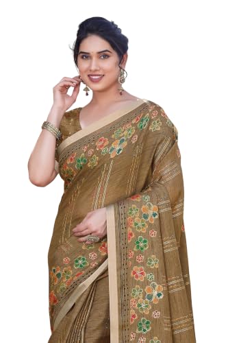 Image of MIRCHI FASHION Saree for Woman Cotton Blend Geometric Printed | Polished Professional Office Wear and Regular Daily Sari with Blouse Piece