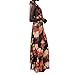 Womens Halter Floral Maxi Dress Deep V Neck Backless Bodycon Long Dresses Y2k Formal Cocktail Going Out Beachwear with Scarf Sleeveless Vacation Beachdress Orange