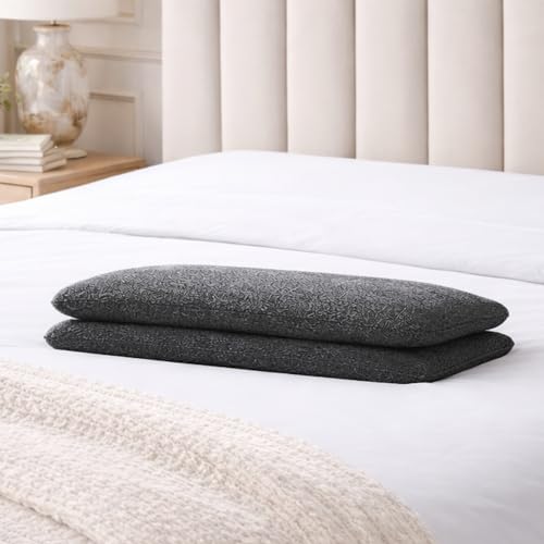 Image of SleepyHug SlimRest Orthopedic Memory Foam Pillow 2.3 Inch Medium Low Loft | Cooling CoolTech Adaptive Foam | Neck Alignment Support for Back & Side Sleepers | 24x14x2.3 Inches, Grey