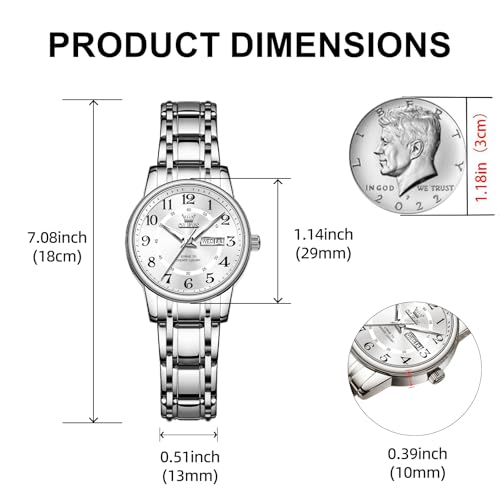 Image of OLEVS Watch Women Silver Stainless Steel Dress Analog Luminous Watch