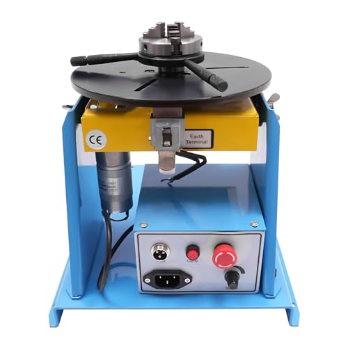 Rotary Welding Positioner, 10KG 0-90° Tilt Welding Positioning Turntable Table Portable Welder Positioner Machine with 8.1 Inch 3-Jaw Lathe Chuck for Cutting Grinding Assembly Testing