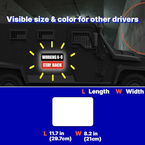 Image of GEEKBEAR Working K-9 Car Magnet (Black /Red, 2 Pack) - Reflective Waterproof Magnetic Sign - 11.7 x 8.2 in