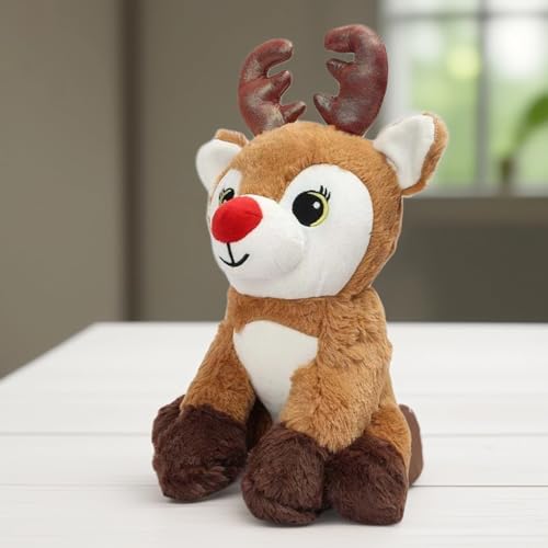 Image of Babique Raindeer Stuffed Plush Animal | Teddy Bear Soft Toy |Ideal for Birthdays & Special Occasions Girls /Boys, Baby Kids -Brown, 28Cm