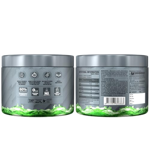 Image of Bigmuscles Nutrition Creatine [155g, 50 Servings]|Green Apple | Micronized Creatine Monohydrate To Support Lean Muscle Repair & Recovery|Increase Strength&Athletic Performance,Powder, 1 count