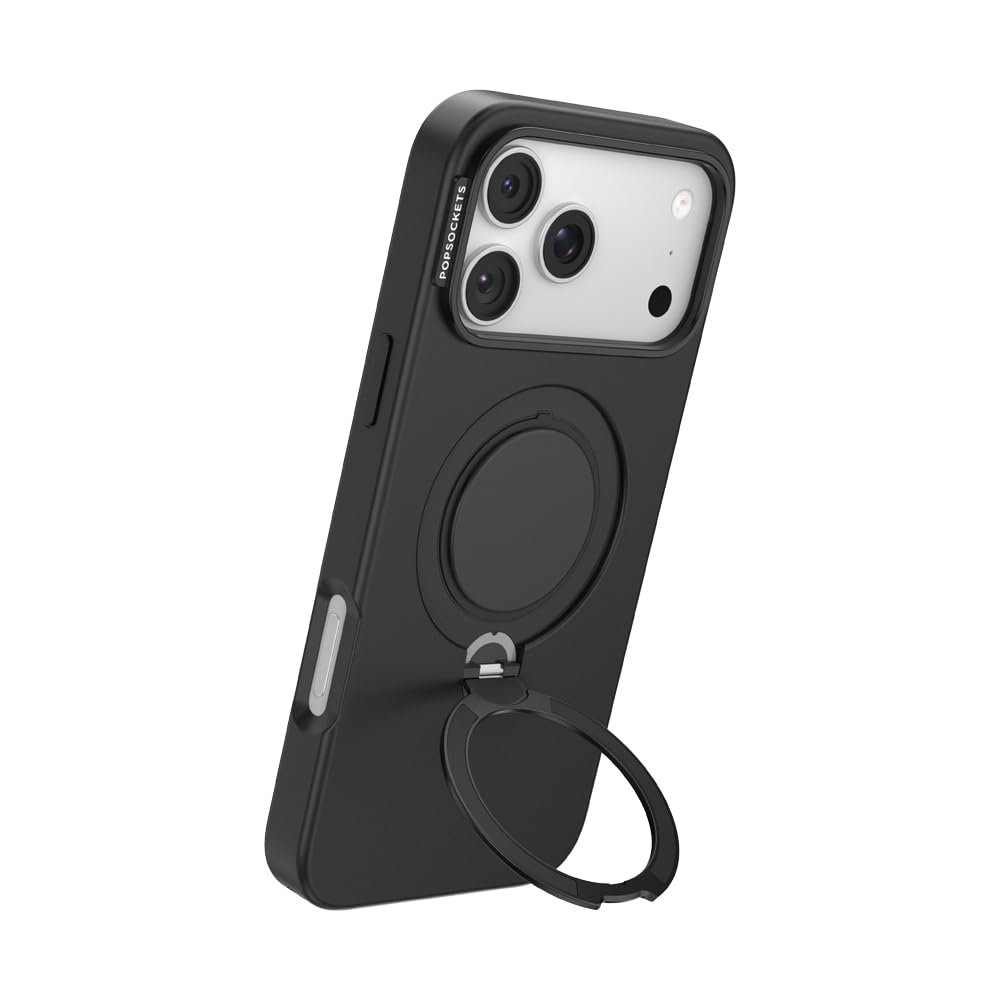 PopSockets Low-Pro iPhone 18 Pro Max Case, Built-in Grip- Black