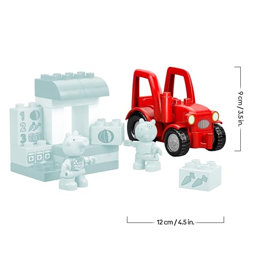 LEGO DUPLO Peppa Wutz Traktor und Marktstand - Pädagogisches Motorik Spielzeug für Kleinkinder - Montessori Set mit 2 Figuren inkl. Pedro Pony - Geschenk für Mädchen & Jungen ab 2 Jahren - 10468