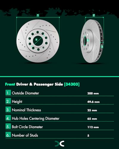 Image of SCITOO Front Brake Kits Drill & Slotted Brakes Rotor Brake Pads:D1107;34303