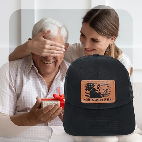 Image of Best Grandpa Ever Hat, Gifts for Grandpas from Grandkids for Christmas Fathers Day Birthday, Grandpa Trucker Black Cap