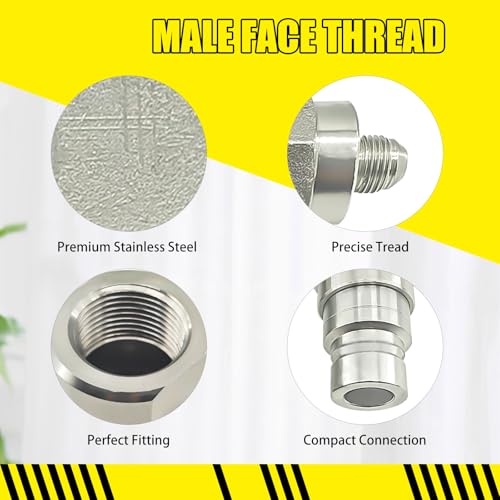 Image of 90 Degree Flat Face Hydraulic Quick Connect Coupler Set for Skid Steer,Elbow 3 /8 inch JIC Male Thread and Dust Cap,Heavy-Duty Carbon Steel
