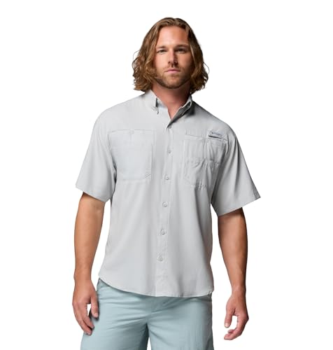 Columbia Mens PFG Tamiami II Short Sleeve Fishing Shirt, Cool Grey, X-Large
