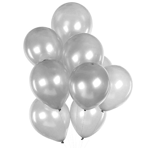 160 Pack of 12” Metallic Silver Latex Balloons Bulk by LD Goods